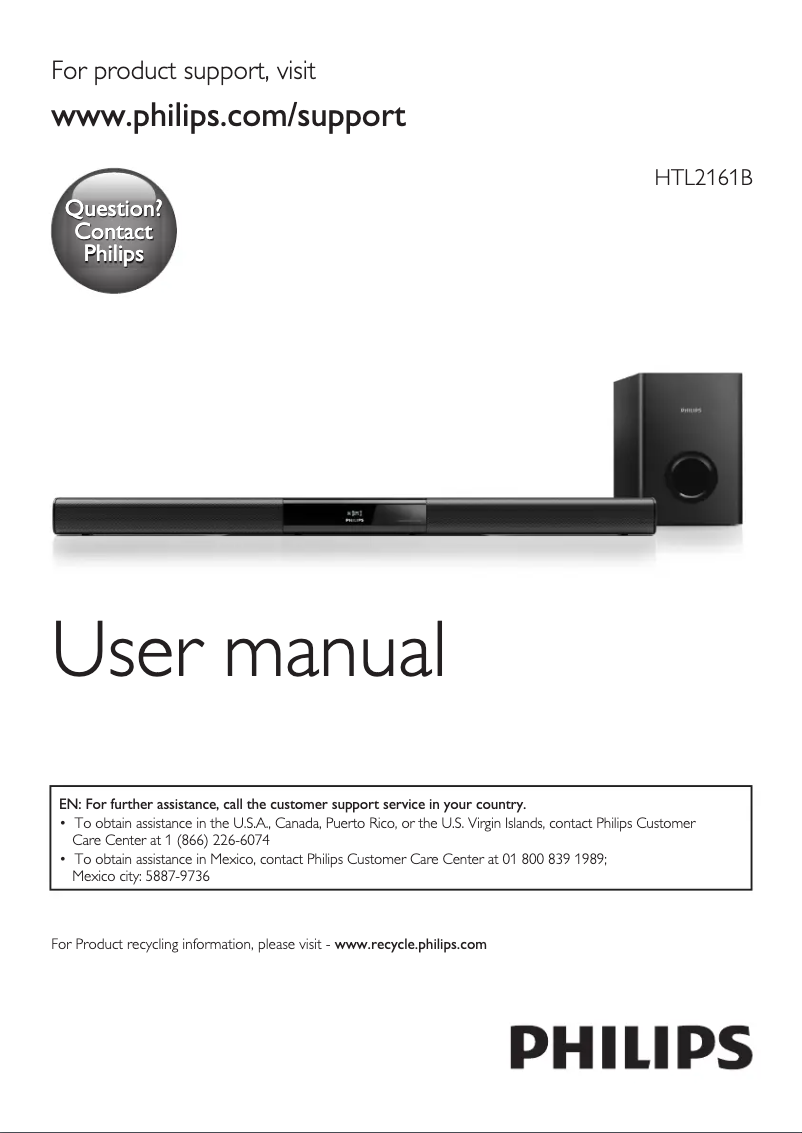 Página nº 1 - Manual de usuario Philips HTL2161B