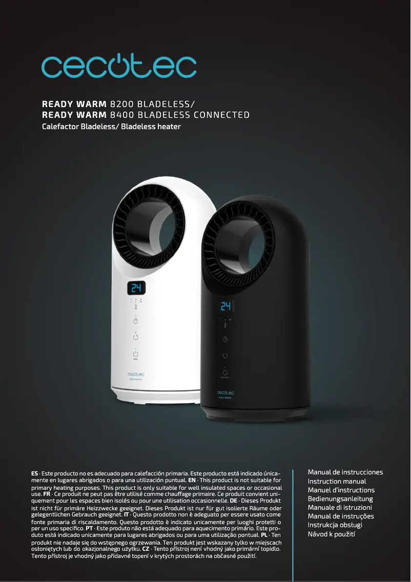 Imagen de la primera página del manual del dispositivo ReadyWarm 8400 Bladeless Connected