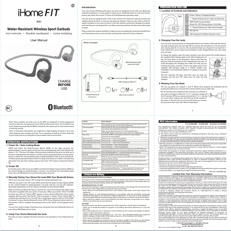 Página nº 1 - Manual de usuario iHome iB80