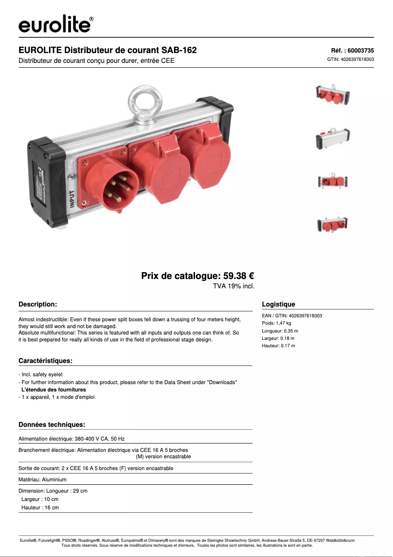 Página nº 1 - Ficha técnica Eurolite SAB-162