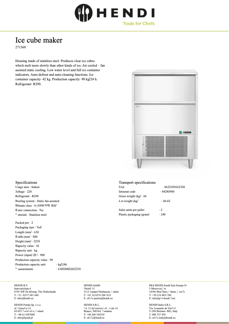 Página 1 del manual Ficha técnica Arktic 271360