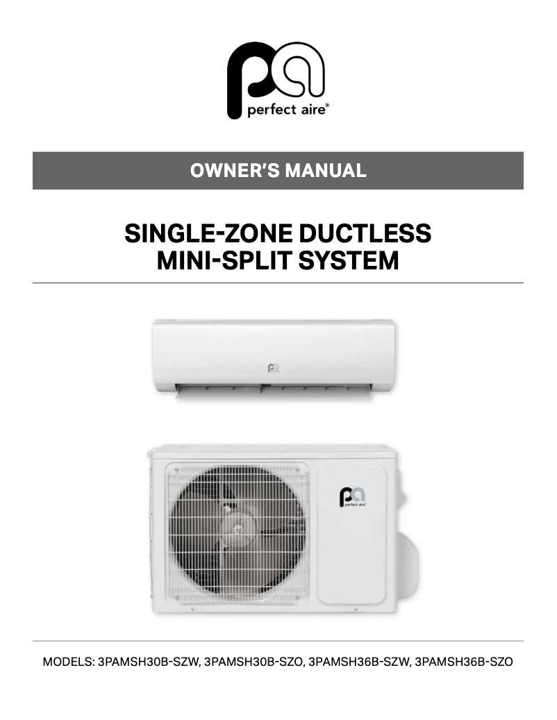 Página 1 del manual Manual de usuario Perfect Aire 3PAMSH30B-SYS