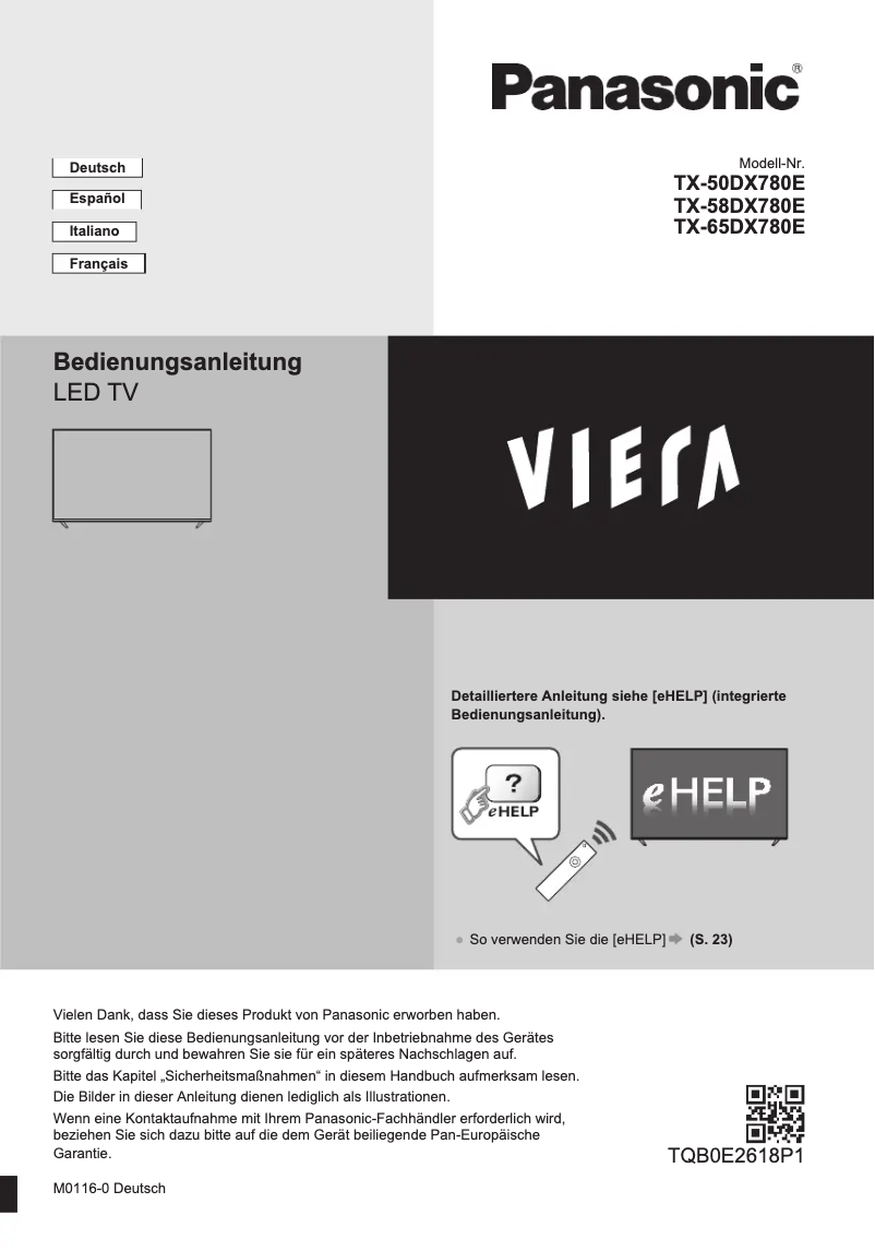 Imagen de la primera página del manual del dispositivo TX-50DX780E