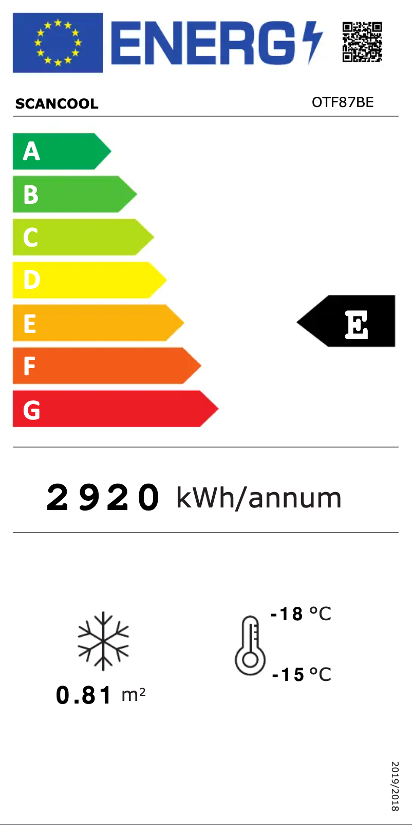 Página nº 1 - Etiqueta energética Scancool OTF 87 BE