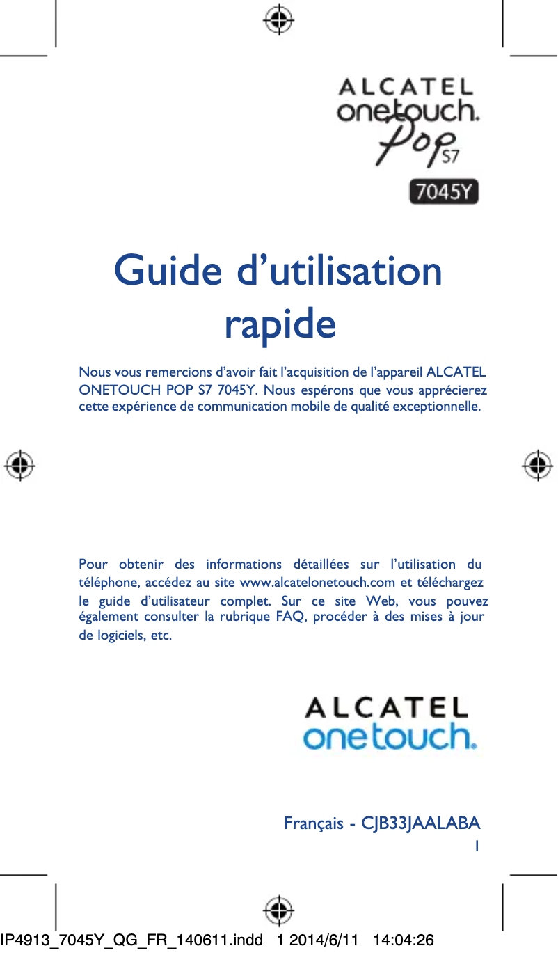 Página 1 del manual Manual de usuario Alcatel One Touch Pop S7 7045Y