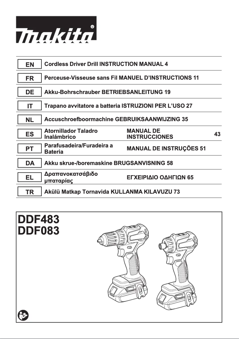 Página 1 del manual Manual de usuario Makita DDF483Y1J