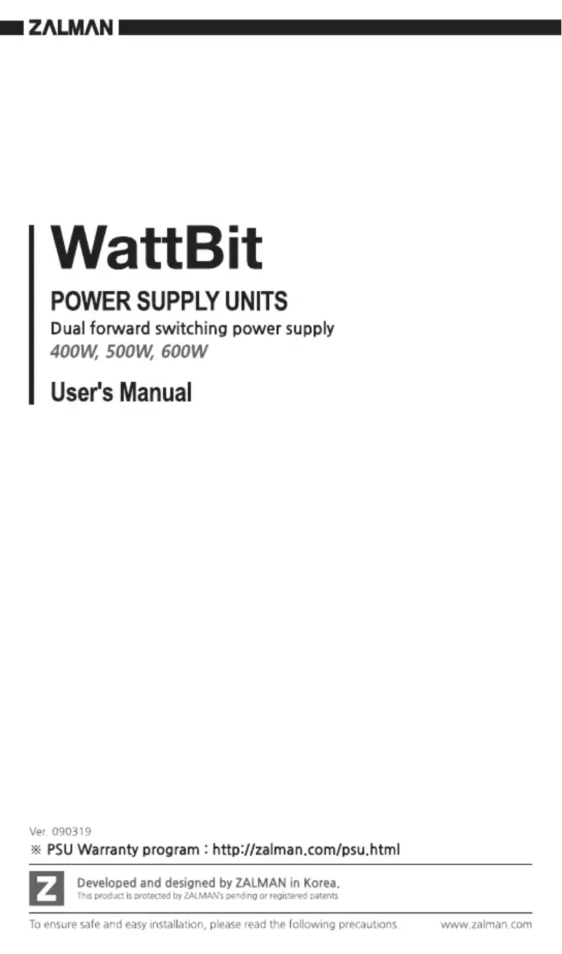 Página 1 del manual Manual de usuario Zalman Wattbit ZM400-XE