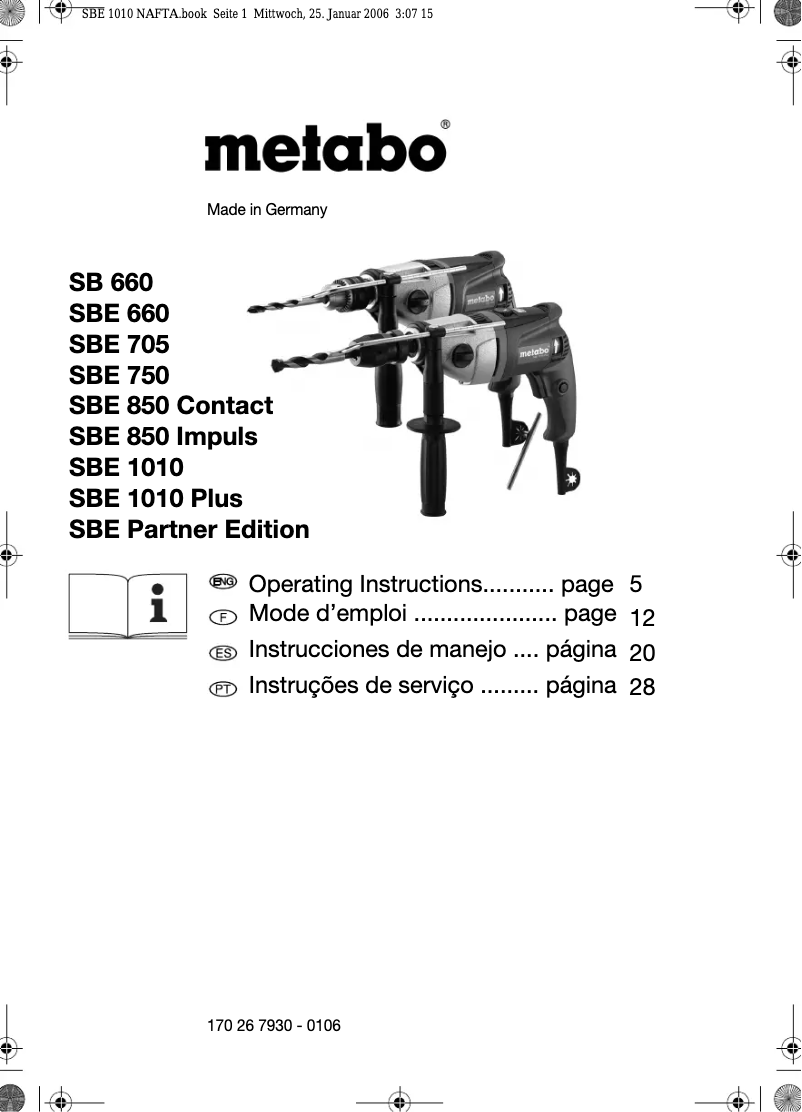 Imagen de la primera página del manual del dispositivo SBE 660