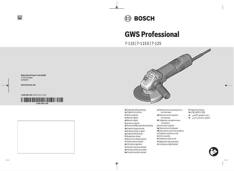 Imagen de la primera página del manual del dispositivo GWS 7-115 E Professional