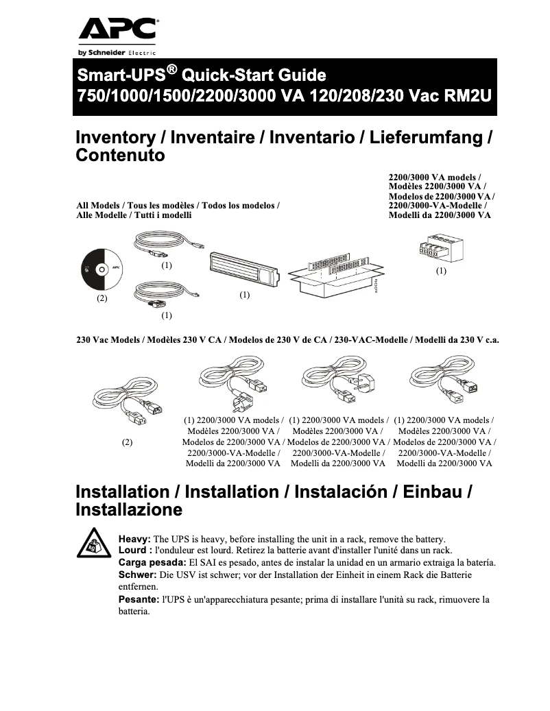 Imagen de la primera página del manual del dispositivo SMT1000RMI2U