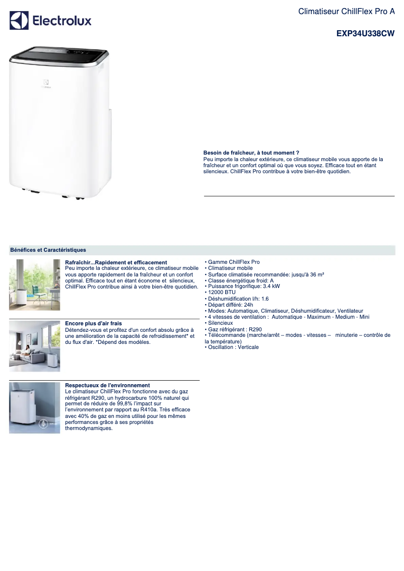 Página 1 del manual Ficha técnica Electrolux EXP34U338CW