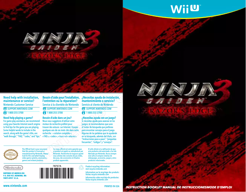 Imagen de la primera página del manual del dispositivo Ninja (Wii U)
