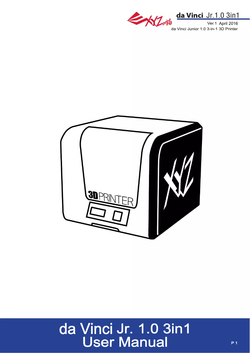 Imagen de la primera página del manual del dispositivo da Vinci Jr. 1.0 3in1