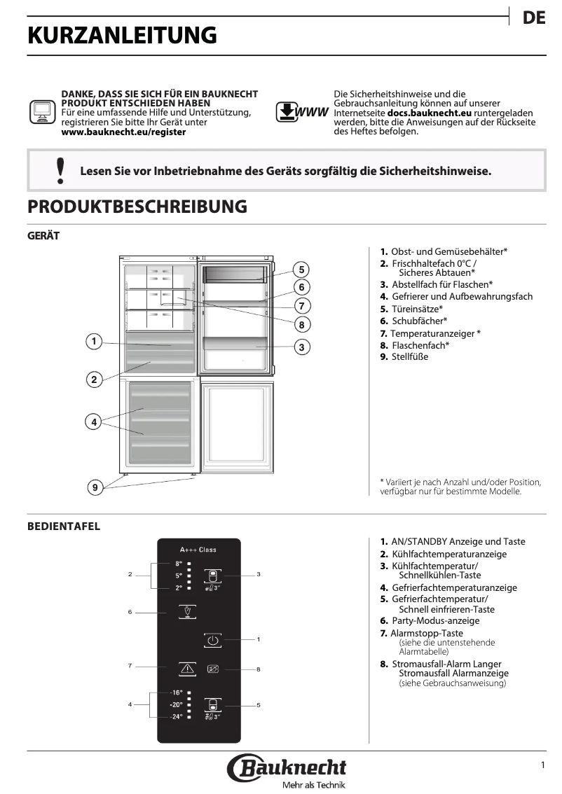Página 1 del manual Manual de usuario Bauknecht KGNXL 19 A3+ IN