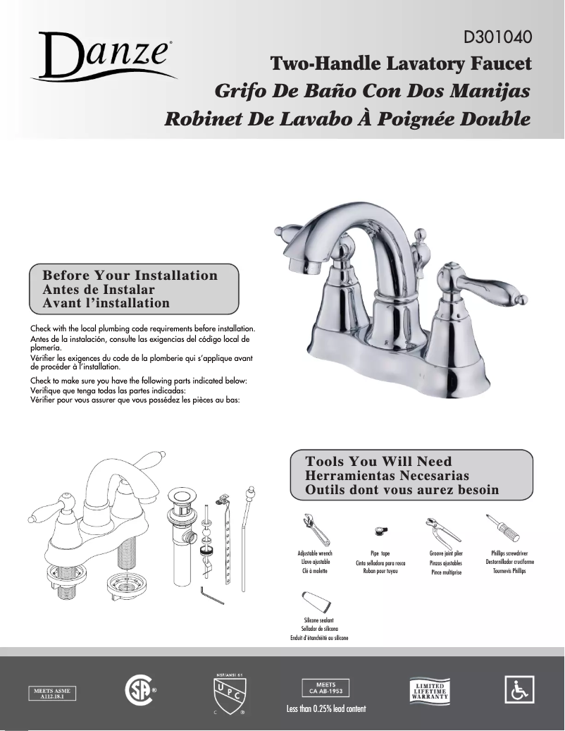 Página 1 del manual Manual de usuario Danze D301040