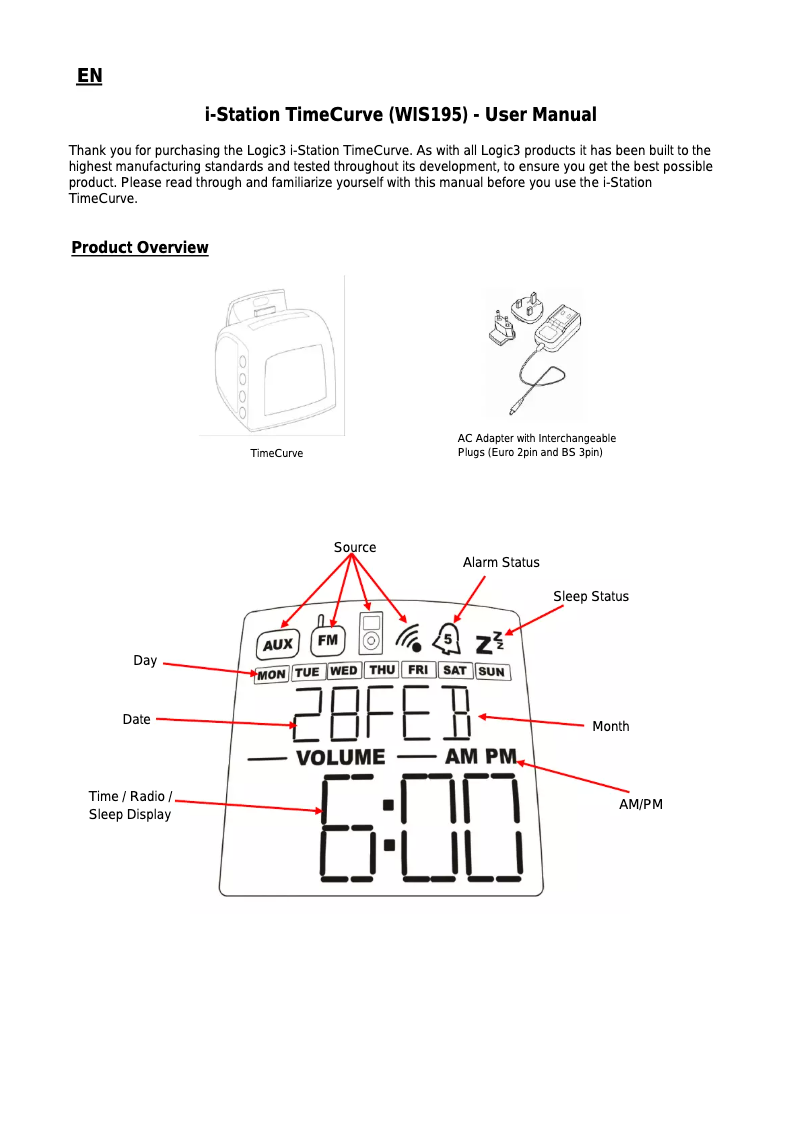 Página 1 del manual Manual de usuario Logic3 i-Station TimeCurve