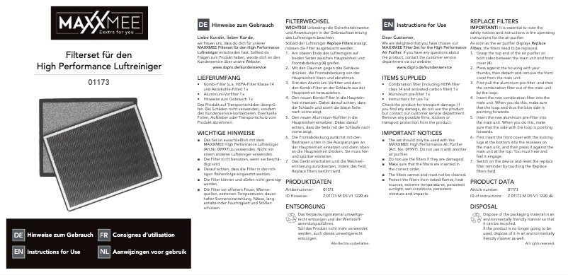 Imagen de la primera página del manual del dispositivo 01173