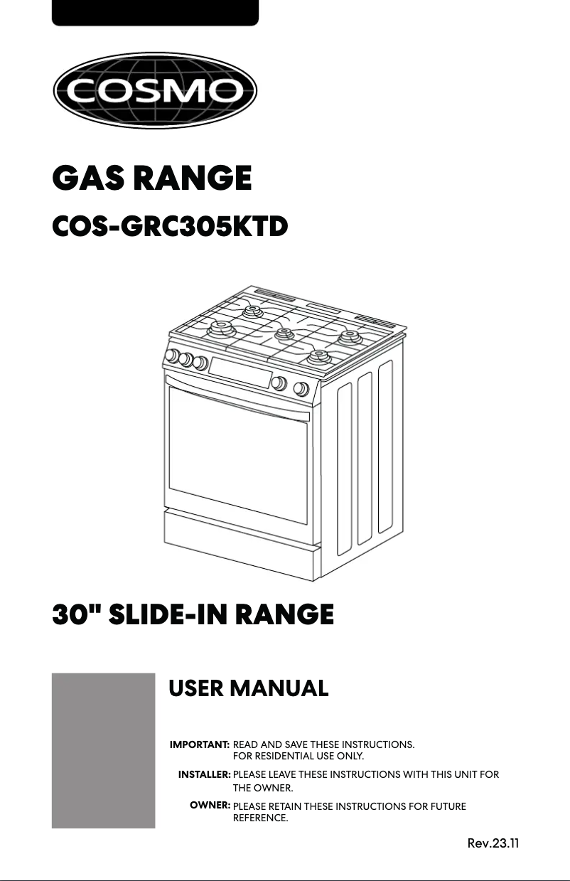 Imagen de la primera página del manual del dispositivo COS-GRC305KTD