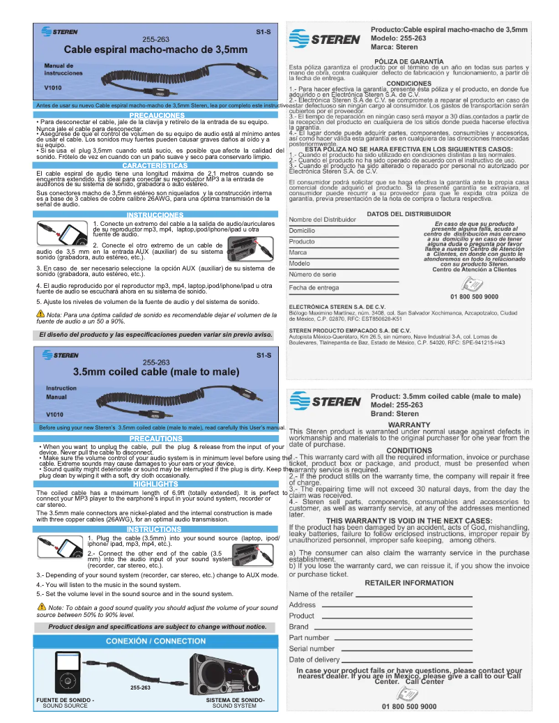 Página 1 del manual Manual de usuario Steren 255-263