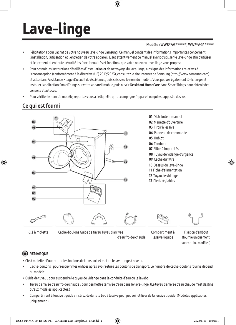 Página 1 del manual Manual de usuario Samsung WW70AG6S28AW