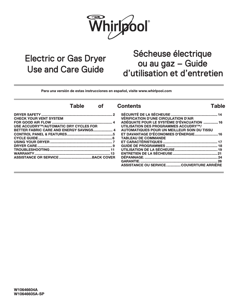 Página nº 1 - Manual de uso y mantenimiento Whirlpool WGD49STBW