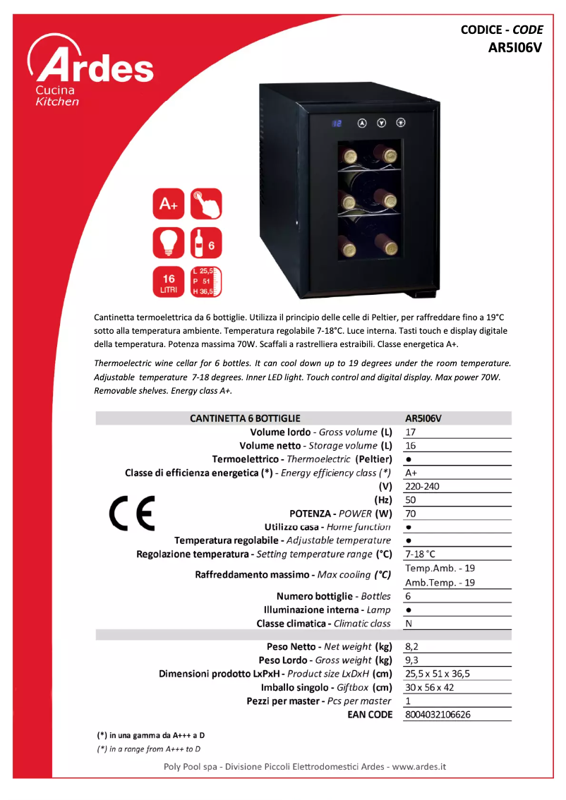 Imagen de la primera página del manual del dispositivo AR5I06V