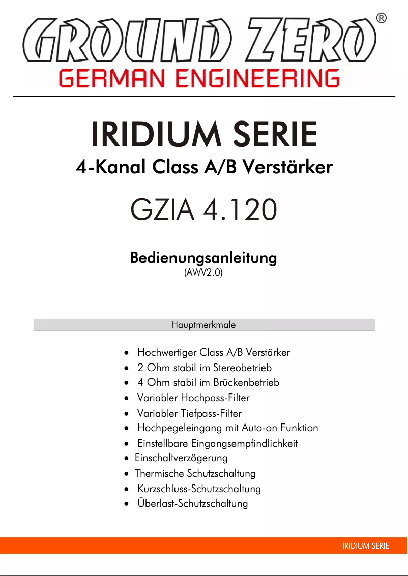 Imagen de la primera página del manual del dispositivo GZIA 4.120