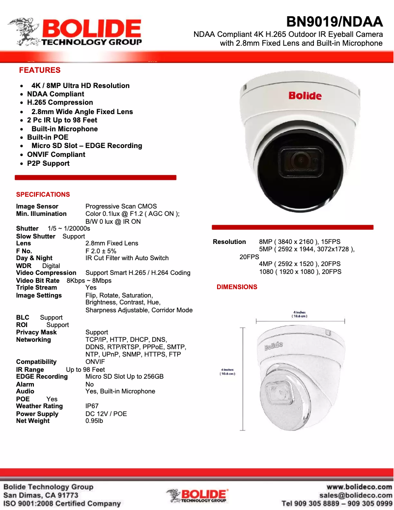 Página nº 1 - Manual de usuario Bolide BN9019/NDAA