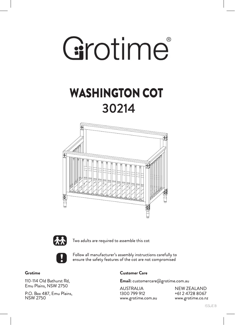 Página nº 1 - Manual de usuario Grotime Washington Cot