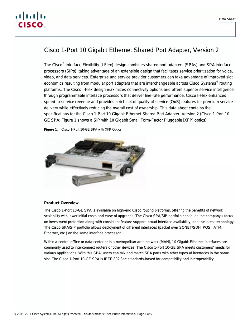 Imagen de la primera página del manual del dispositivo SPA-1X10GE-L-V2-RF