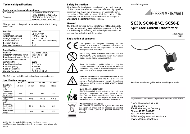 Página 1 del manual Manual de usuario Gossen SC40-C