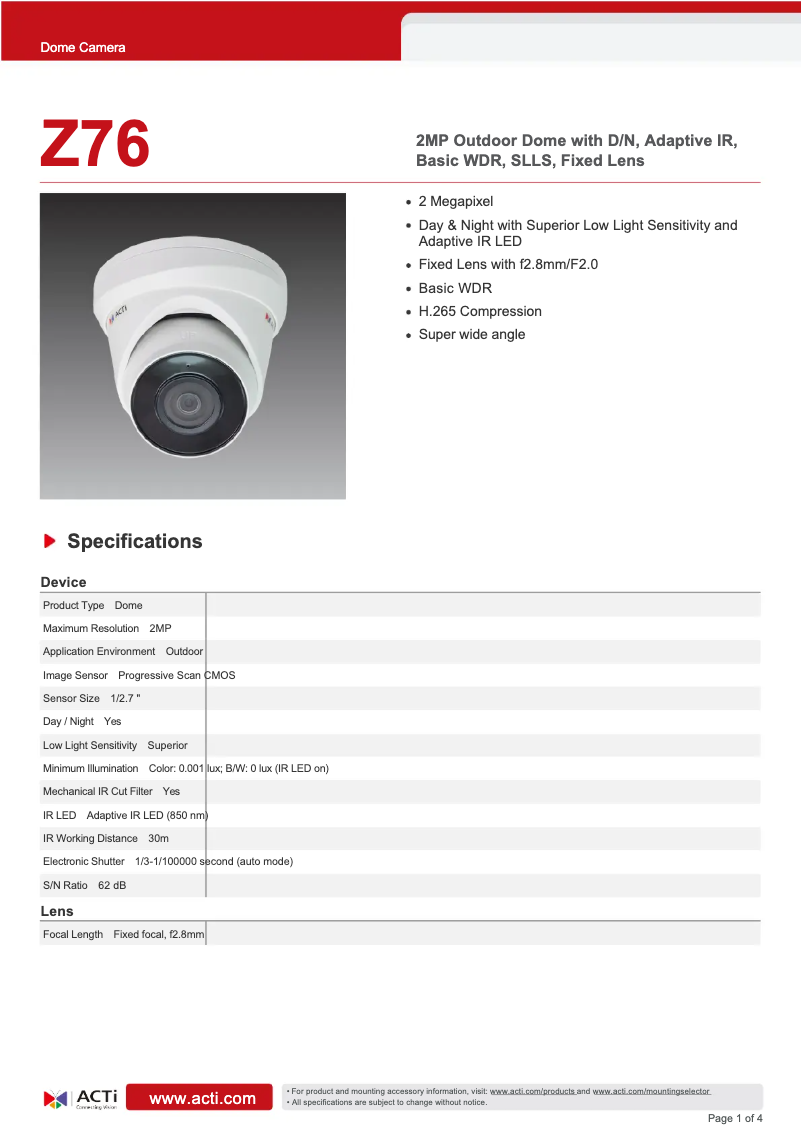 Imagen de la primera página del manual del dispositivo Z76