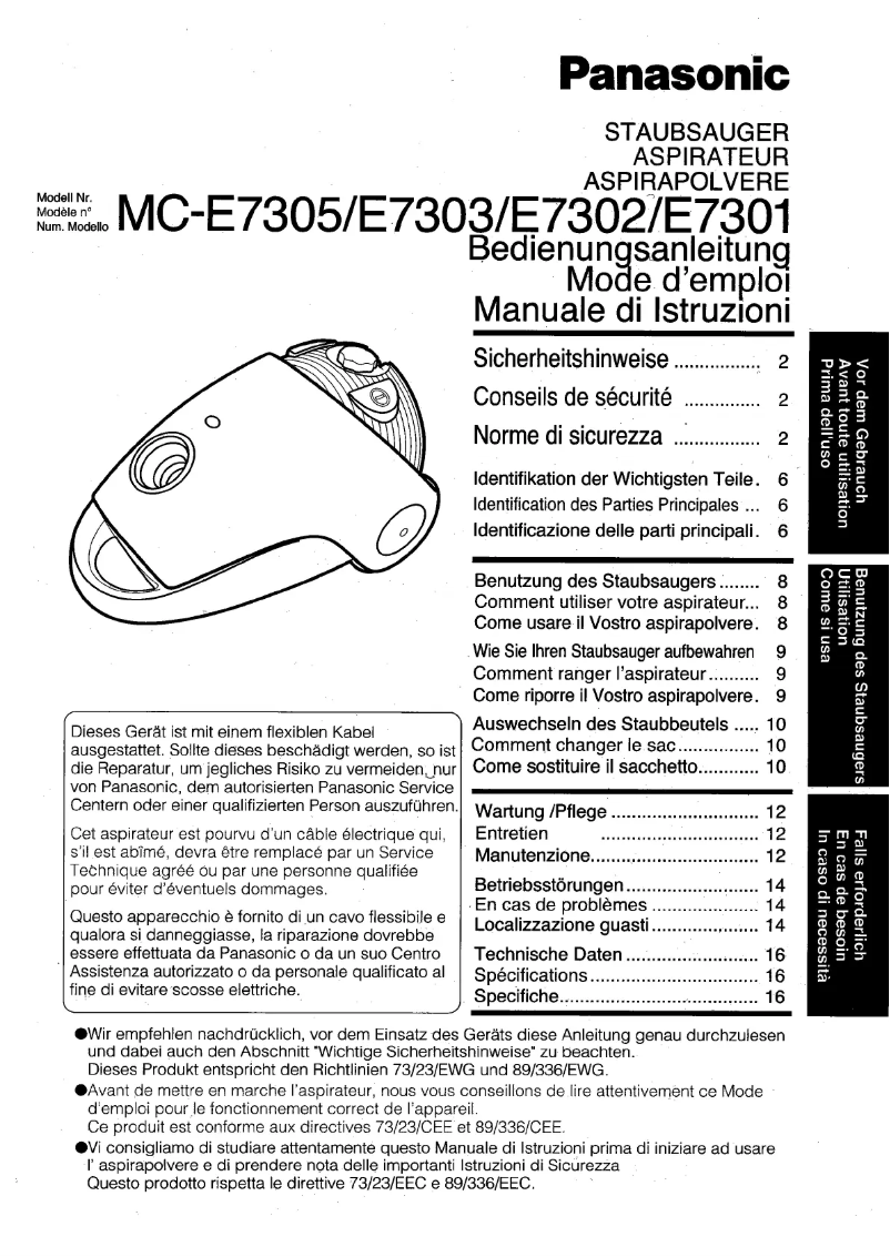 Imagen de la primera página del manual del dispositivo MC-E7303