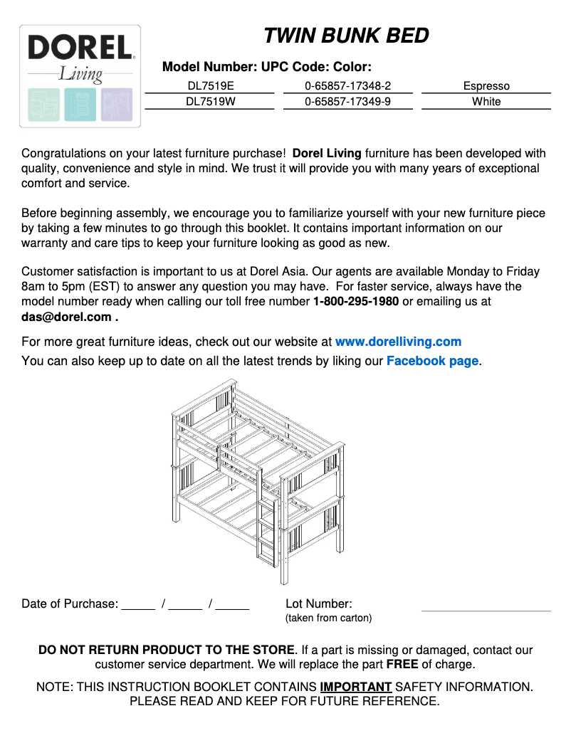 Página nº 1 - Manual de usuario Dorel DL7519E