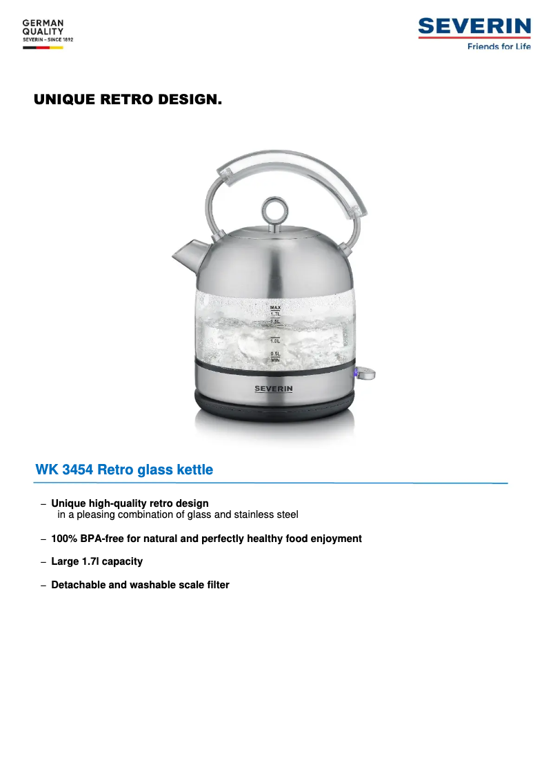 Página 1 del manual Ficha técnica Severin WK 3454