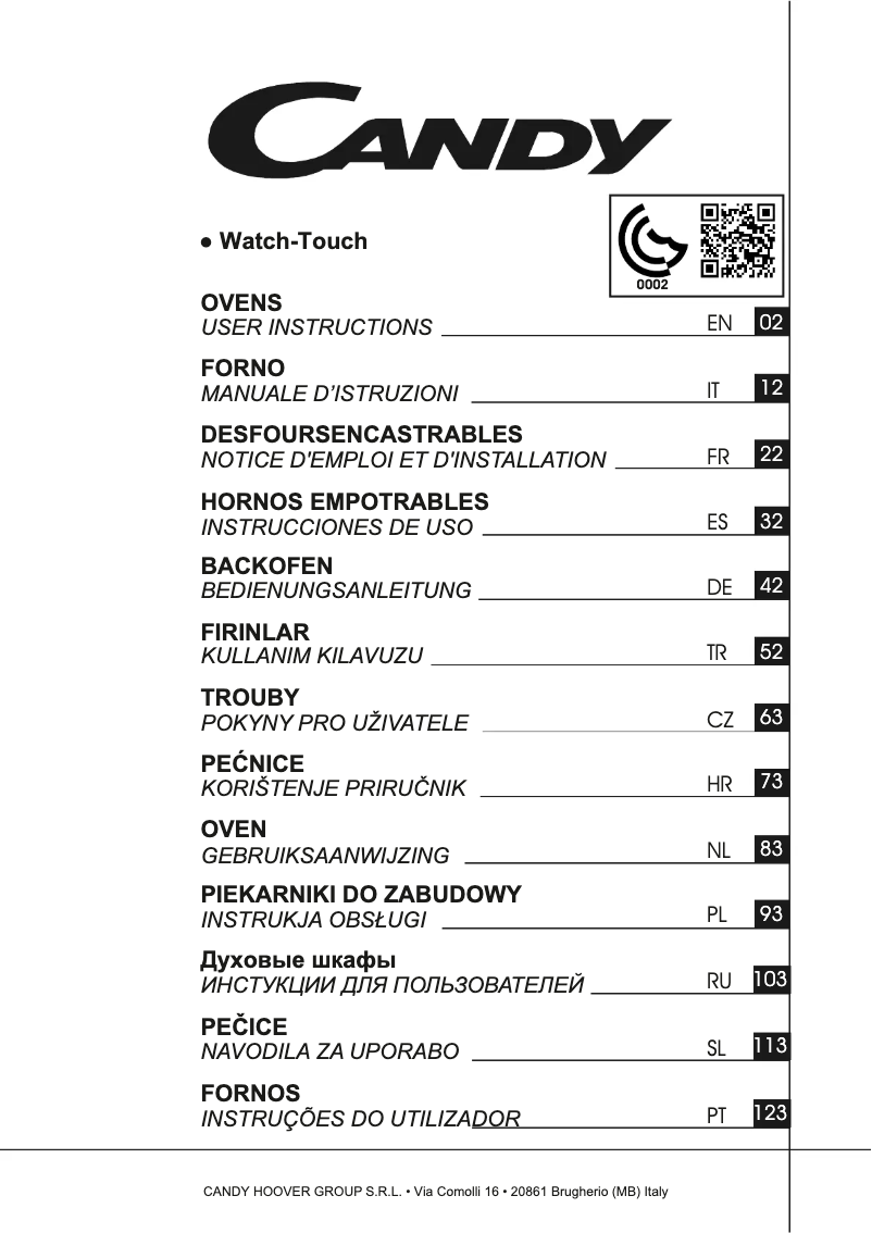 Página 1 del manual Manual de usuario Candy WATCH-TOUCH