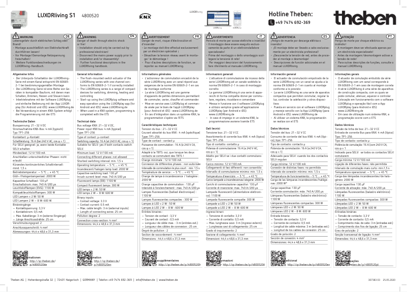 Página 1 del manual Manual de usuario Theben LUXORliving S1