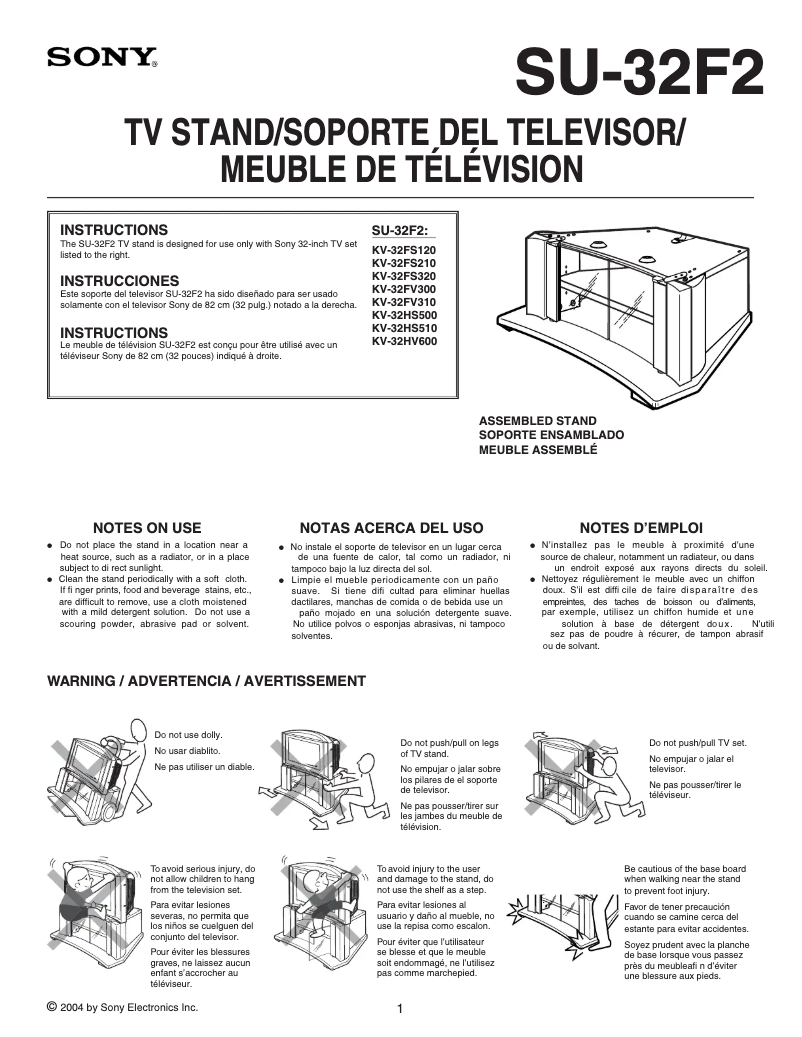 Página 1 del manual Manual de usuario Sony KV-32HV600