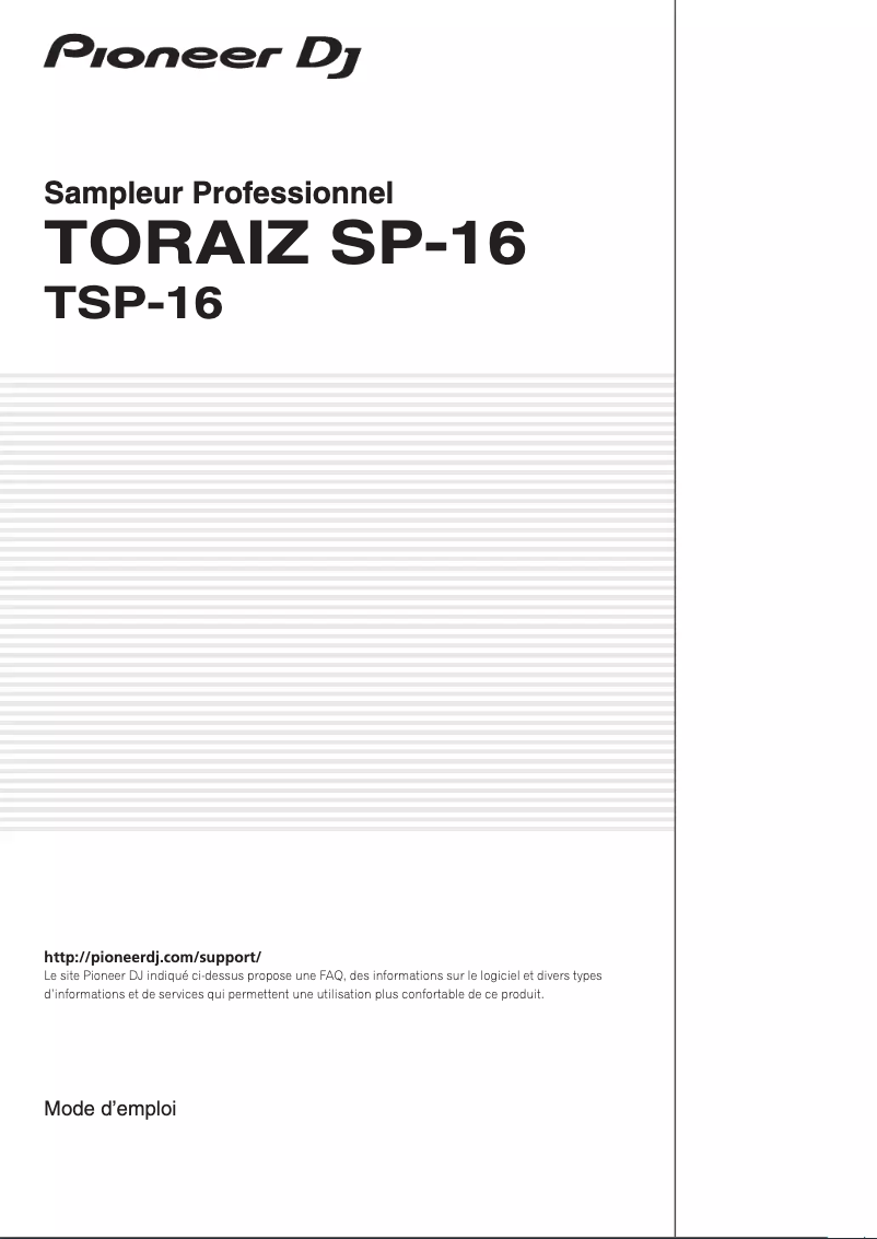 Página nº 1 - Guía de inicio rápido Pioneer TORAIZ SP-16