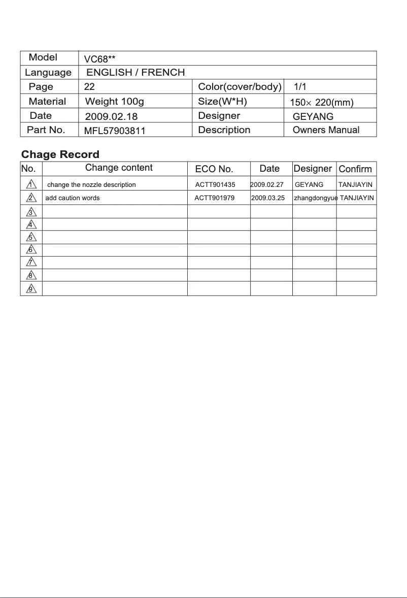 Página 1 del manual Manual de usuario LG VC5406RF
