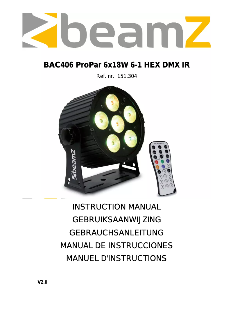 Página 1 del manual Manual de usuario BeamZ BAC406 151.304