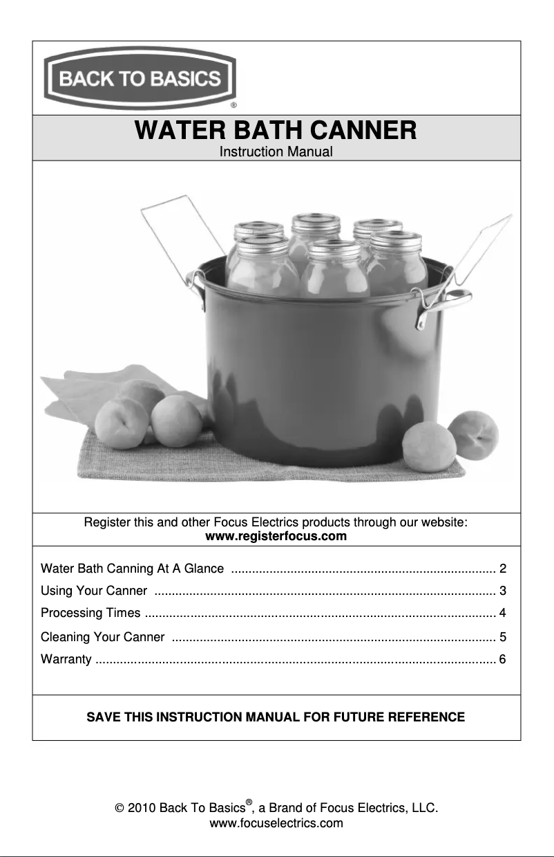 Página 1 del manual Manual de usuario WestBend Waterbath Canner 35C