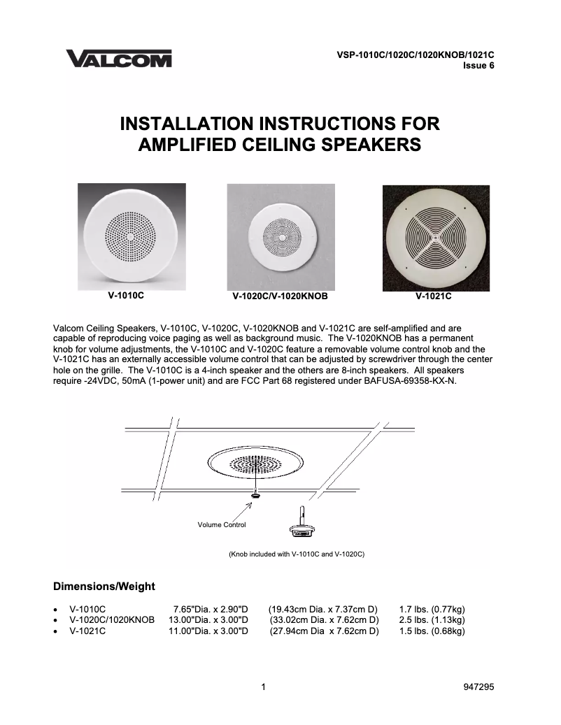Imagen de la primera página del manual del dispositivo V-1010C
