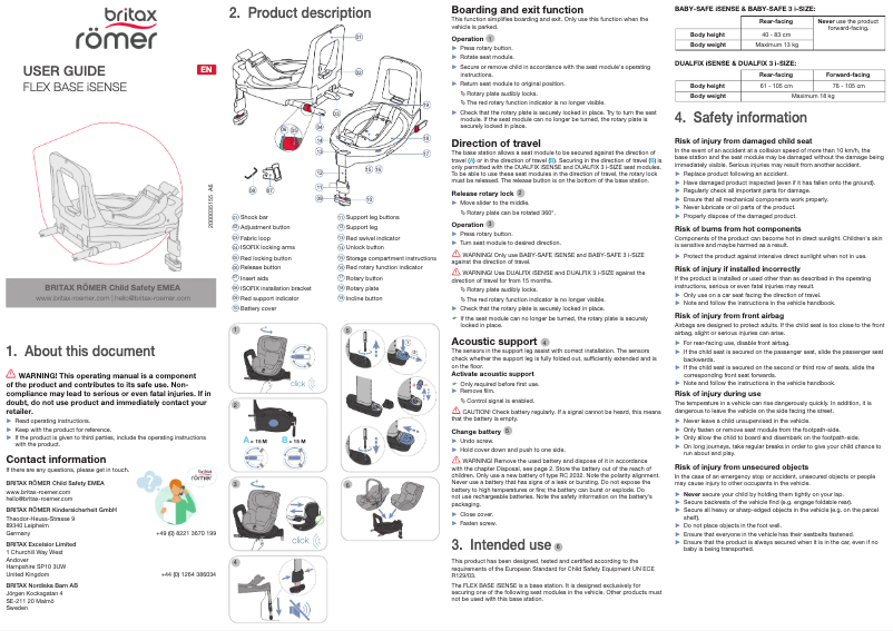 Página 1 del manual Manual de usuario Britax-Römer Flex Base Isense