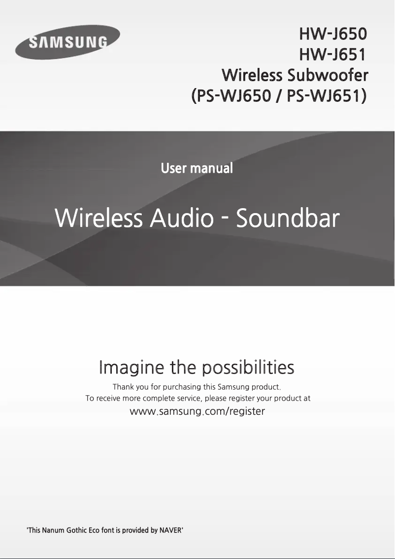 Imagen de la primera página del manual del dispositivo HW-J650/ZA