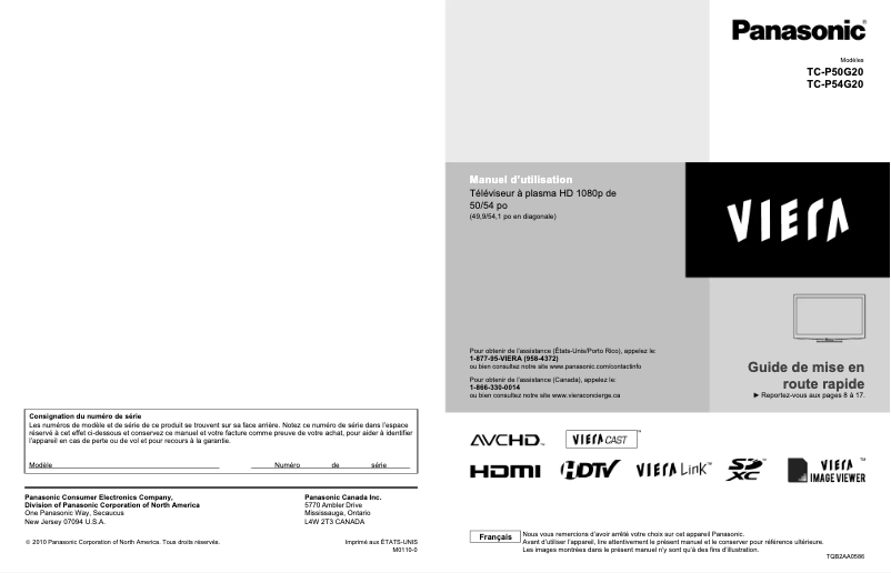 Imagen de la primera página del manual del dispositivo Viera TC-P50G20