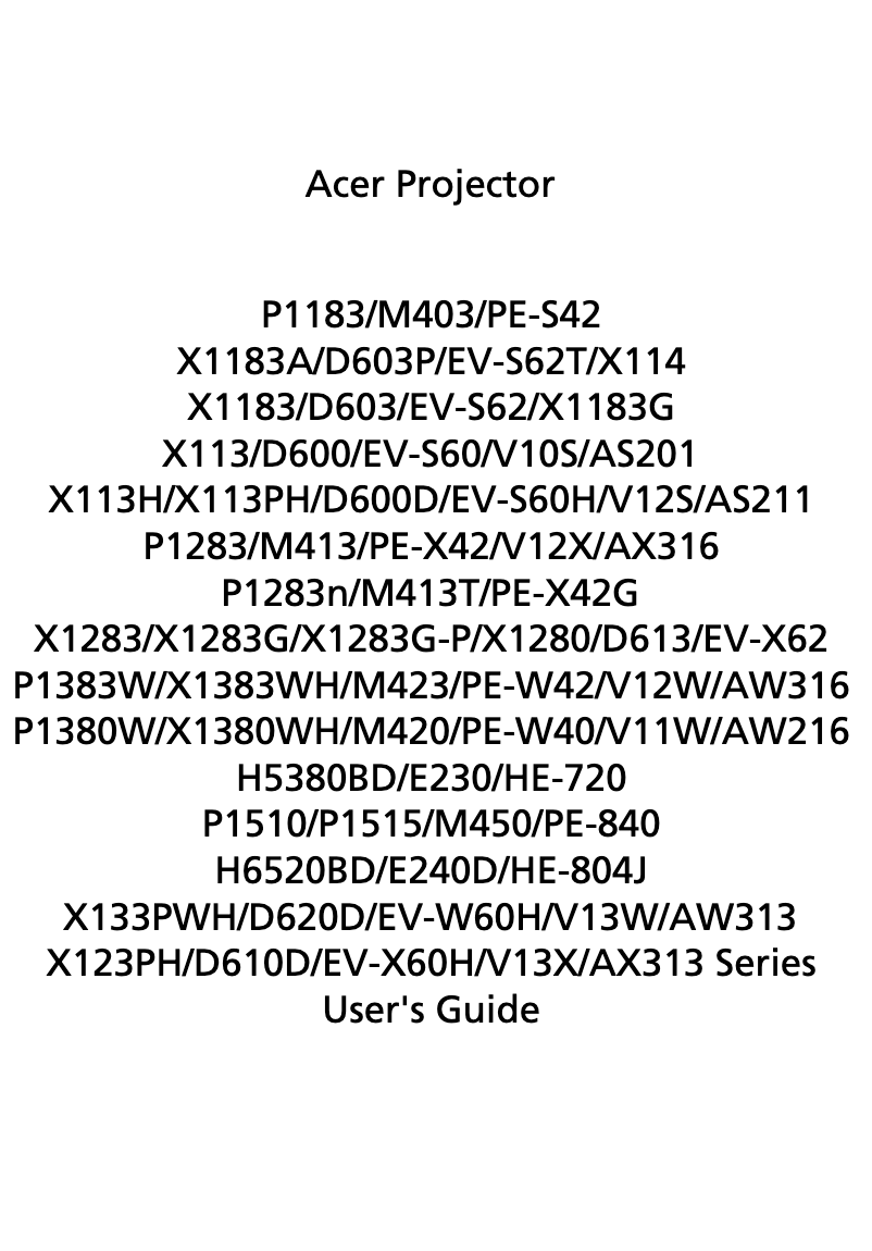 Página nº 1 - Manual de usuario Acer X1283G