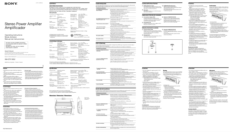 Imagen de la primera página del manual del dispositivo XM-GTX1852