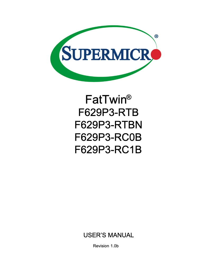 Página 1 del manual Manual de usuario Supermicro SuperServer F629P3-RC0B