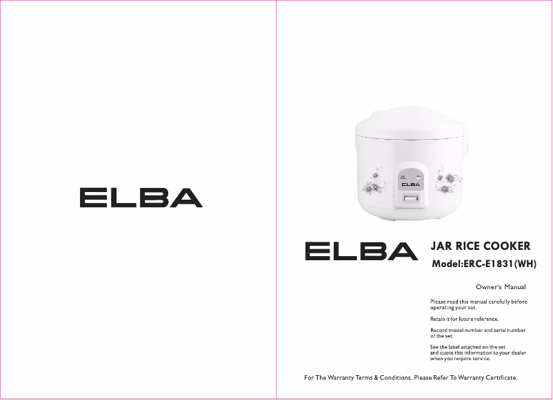 Imagen de la primera página del manual del dispositivo ERC-E1831(WH)